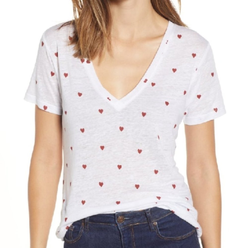 Rails Cara Heart V-Neck Short Sleeve T-Shirt Medium